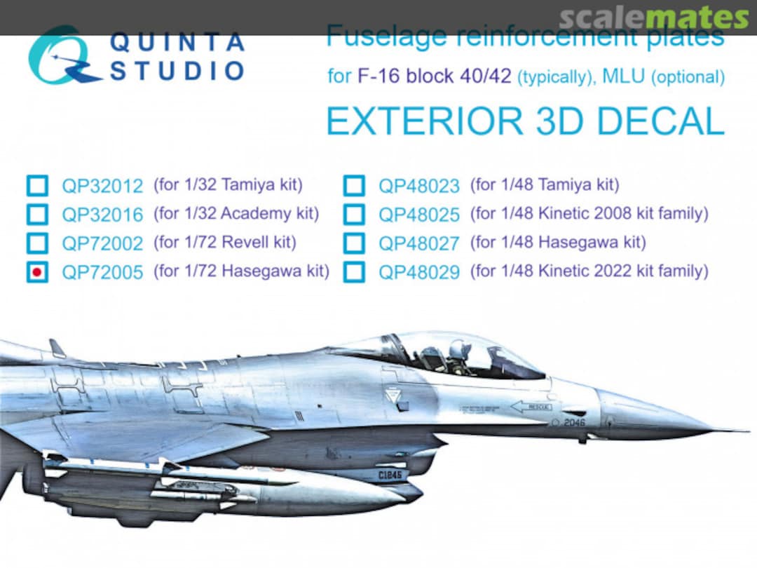 Boxart F-16 Block 40/42 & MLU fuselage reinforcement plates QP72005 Quinta Studio