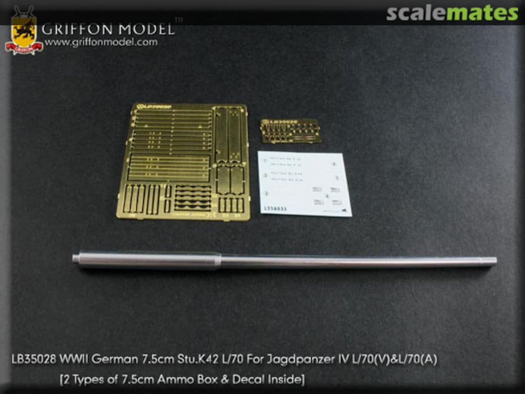 Boxart 7.5cm Stu.K 42 L/70 Barrel for Jagdpanzer IV L/70(V) & L/70( LB35028 Griffon Model