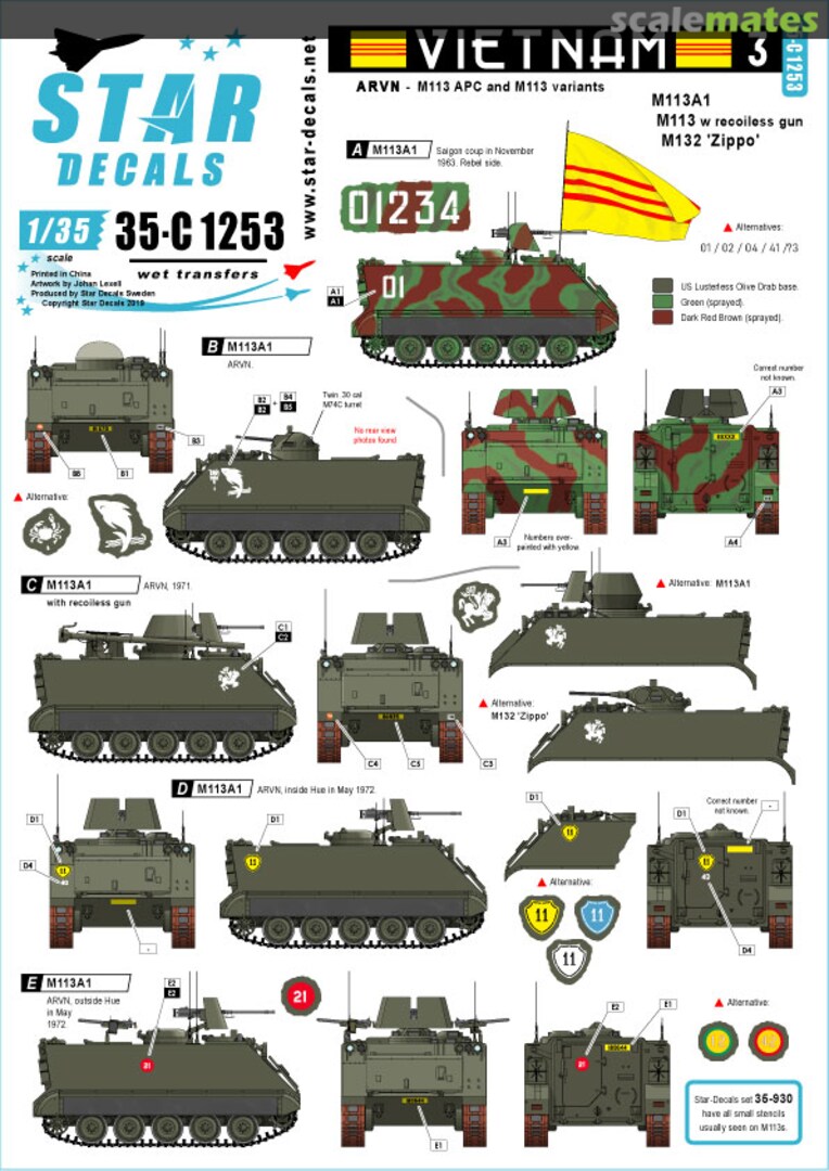 Boxart Vietnam 3 35-C1253 Star Decals