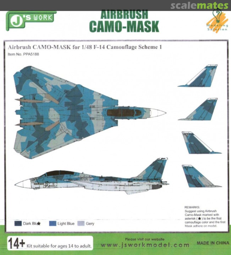 Boxart Airbrush CAMO-MASK F-14 Camouflage Scheme 1 PPA5188 J's Work