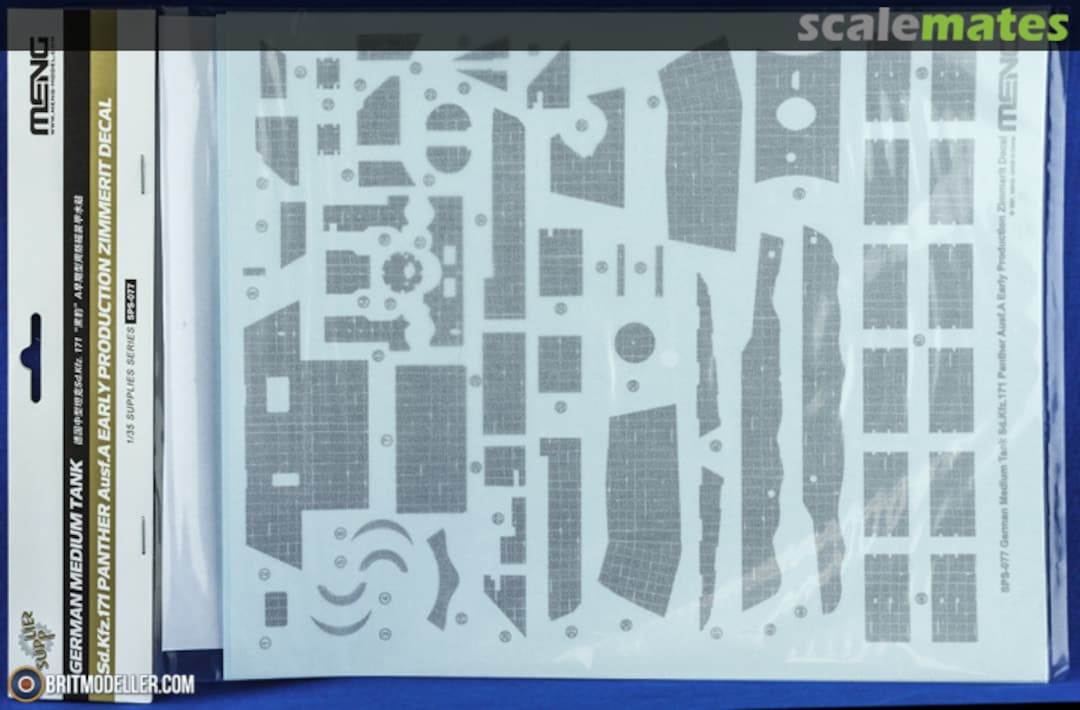 Boxart Sd.Kfz.171 Panther Ausf.A Early Production Zimmerit Decal SPS-077 Meng Model