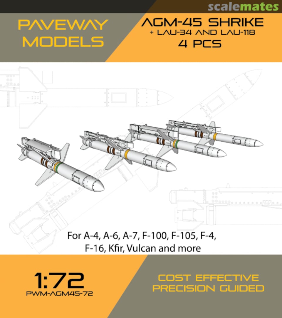 Boxart AGM-45 SHRIKE + LAU-37 & LAU-118 PWM-AGM45-72 Paveway Models