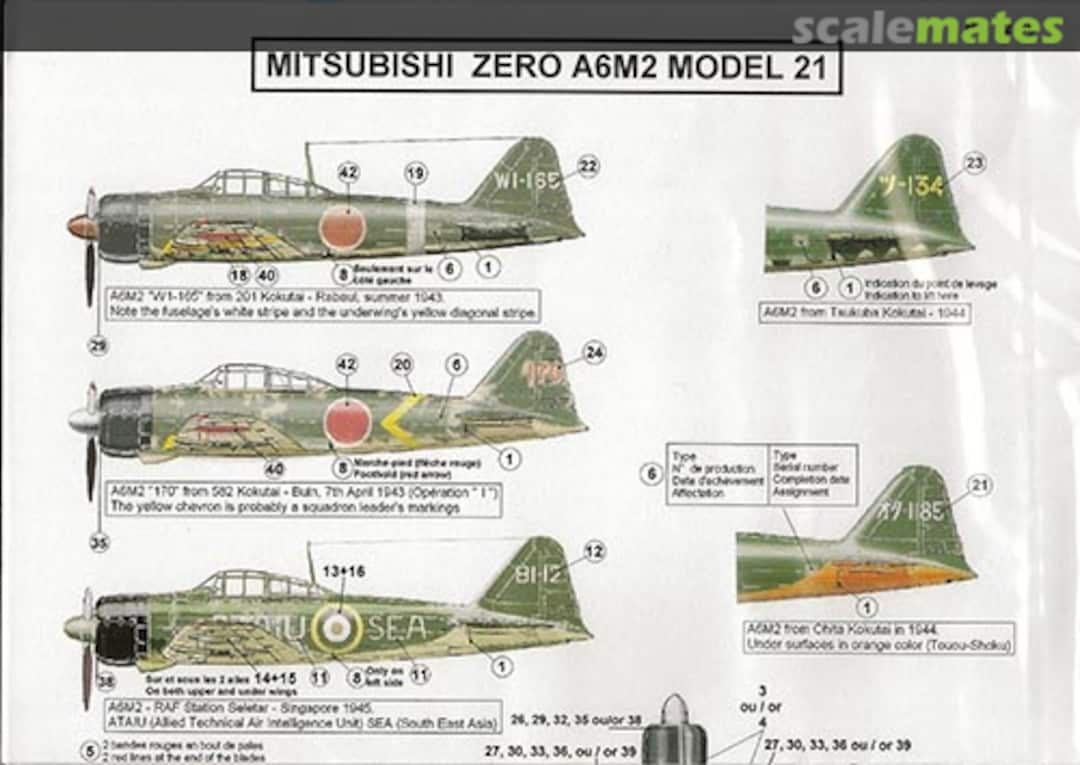 Boxart Mitsubishi Zero A6M2 Model 21 BD 72-36 Berna Decals