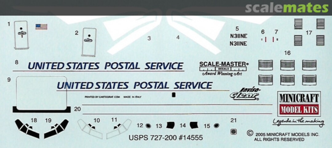 Contents United States Postal Service 727-200 14555 Minicraft Model Kits