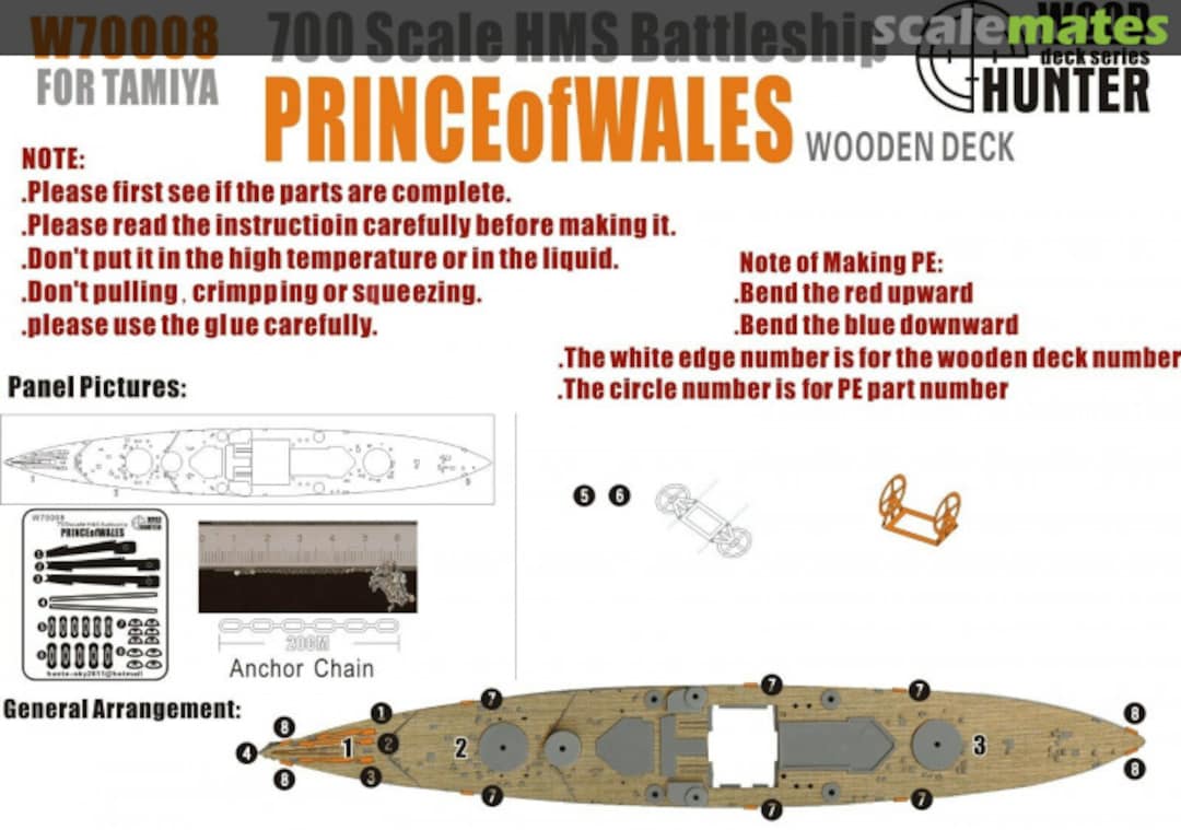 Boxart HMS Battleship Prince of Wales Wooden Deck W70008 Wood Hunter