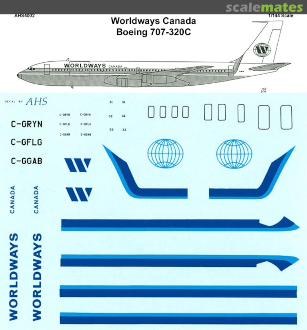 Boxart Boeing 707-320C AHS4002 Airline Hobby Supplies