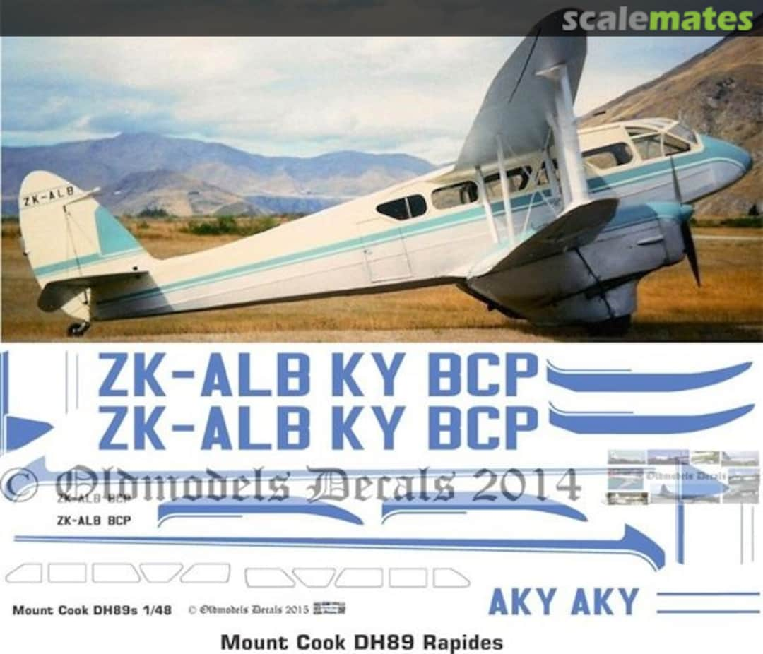 Boxart Mount Cook DH89 OMD0886 Oldmodels Decals