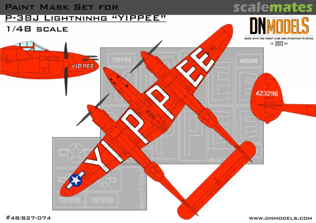 Boxart “Yippee” P-38J Lightning Paint Mask Set – Anniversary 5000th P-38 Produced 48/827-074 DN Models