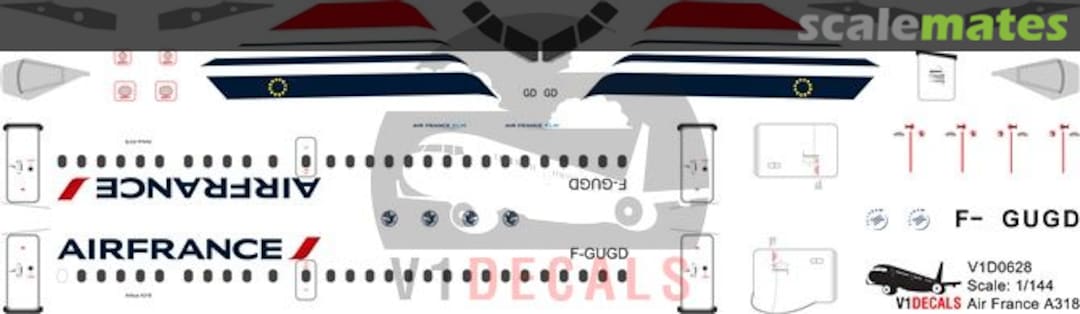 Boxart Air France Airbus A318 V1D0628-144 V1 Decals