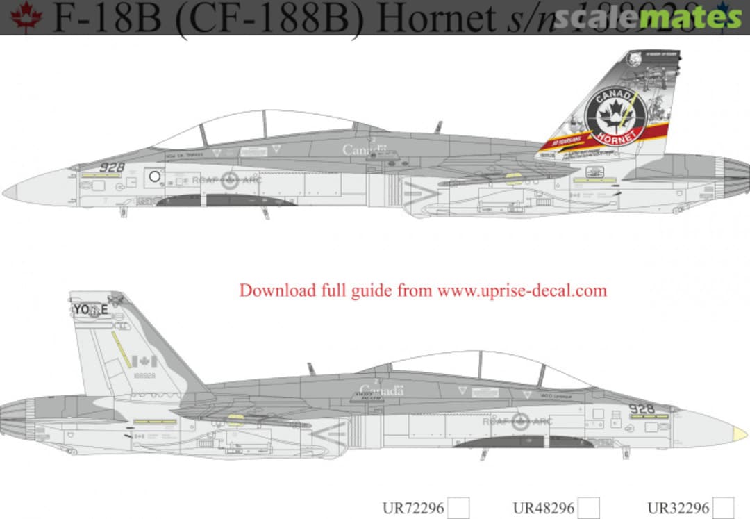 Boxart F-18B (CF-188B) Hornet s/n 188928 with stencils UR32296 UpRise Decal Serbia