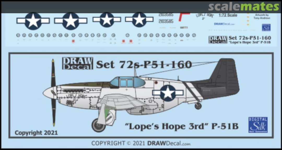 Boxart “Lope’s Hope 3rd” P-51B 72-P51-160 Draw Decal