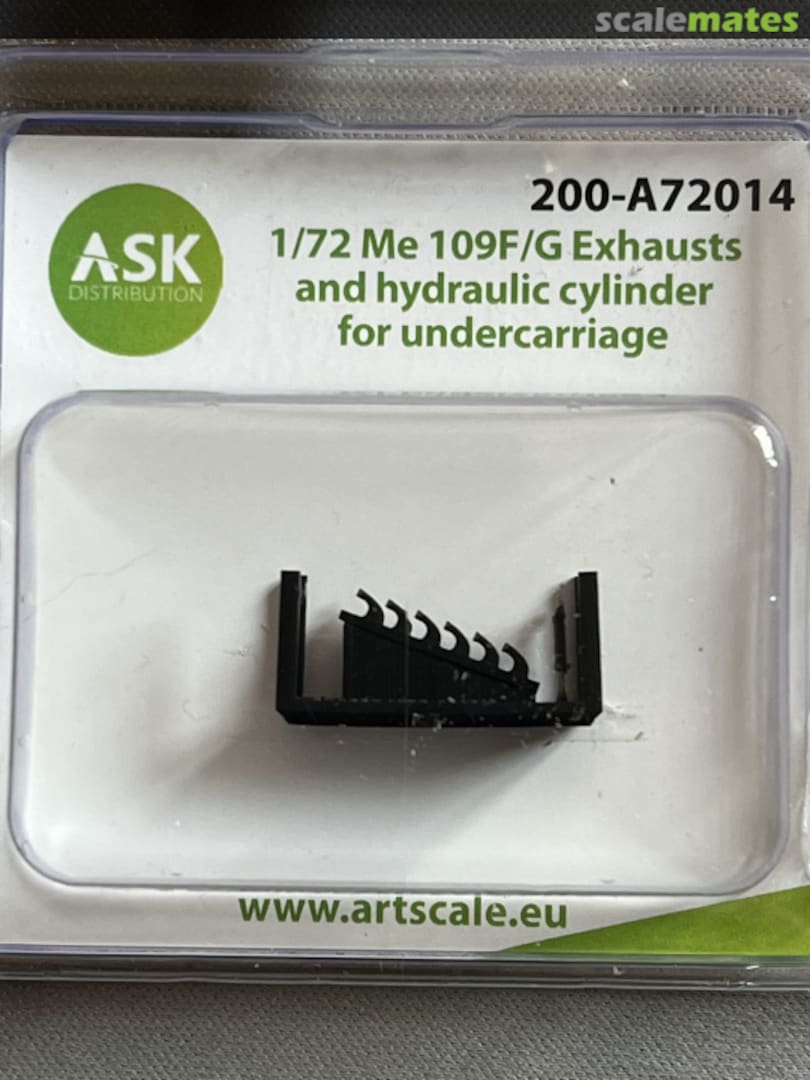 Boxart Me 109F/G Exhausts and hydraulic cylinder for undercarriage for Eduard kits 200-A72014 ASK