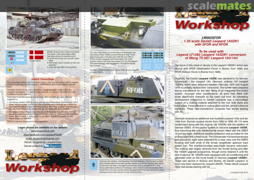 Contents Danish Leopard 1A5DK with SFOR and KFOR LW003SFOR Leopard Workshop