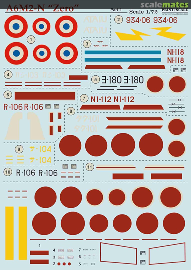 Boxart A6M2-N "Zero" 72-343 Print Scale