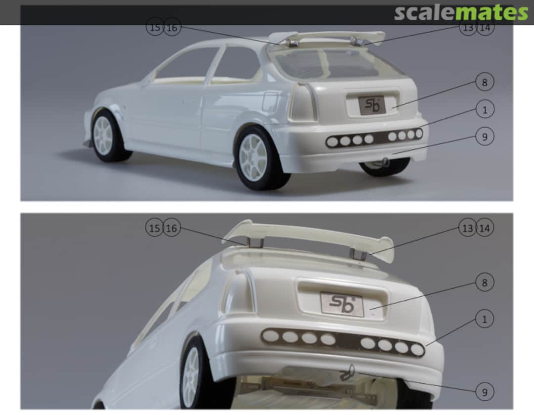 Contents Photo-Etched for Fujimi Honda Civic EK 12000 StreetBlisters