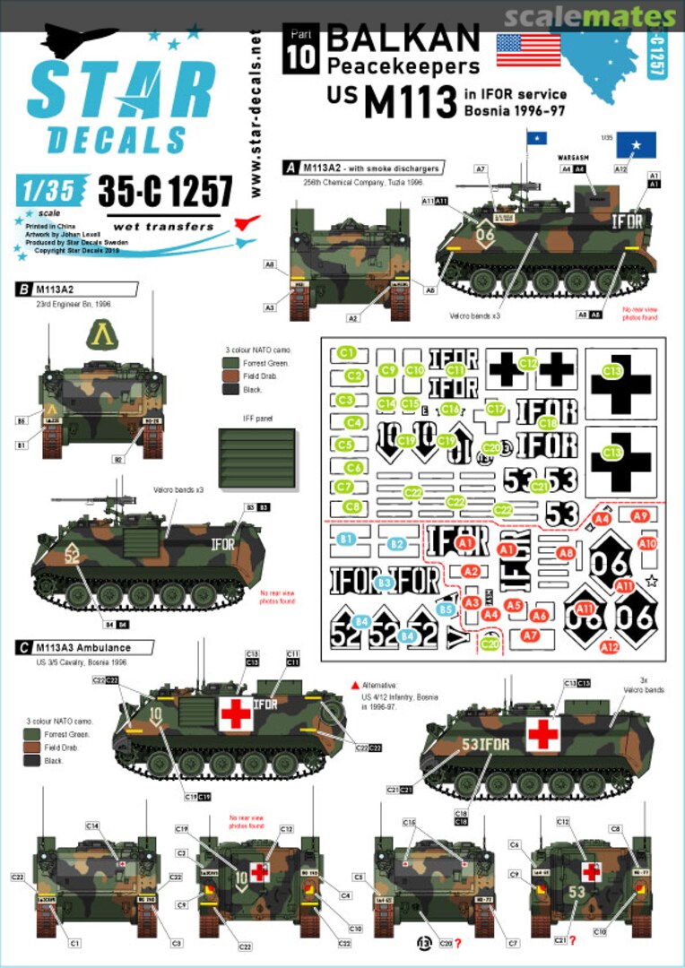 Boxart Balkan Peacekeepers Part 10 35-C1257 Star Decals