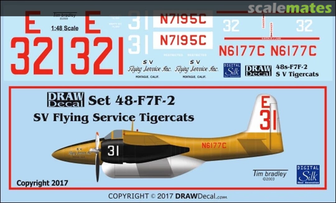 Boxart SV Flying Service Tigercats 48-F7F-2 Draw Decal