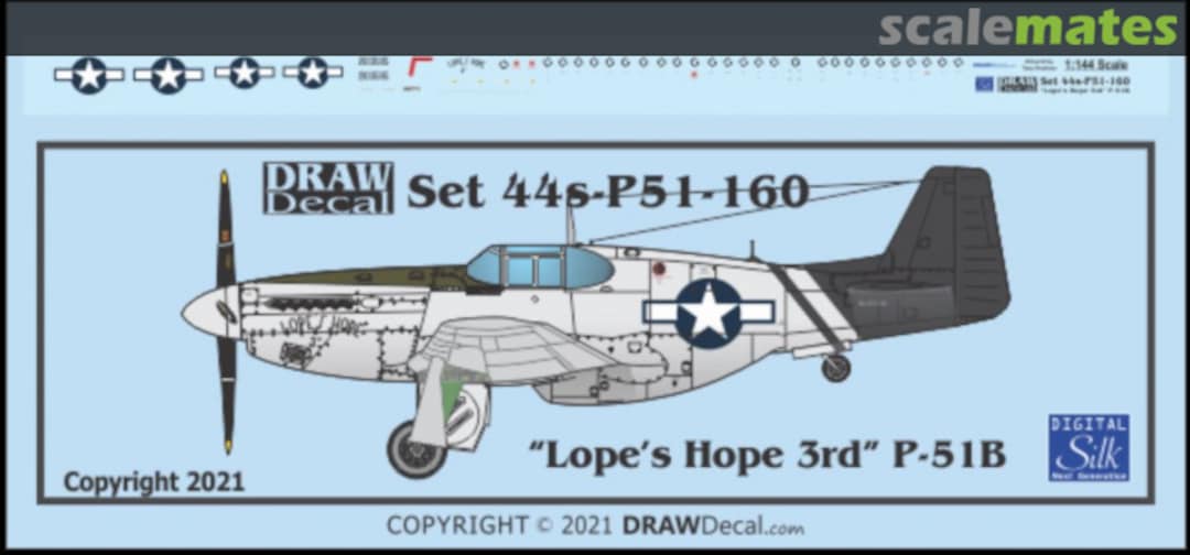 Boxart “Lope’s Hope 3rd” P-51B 44-P51-160 Draw Decal