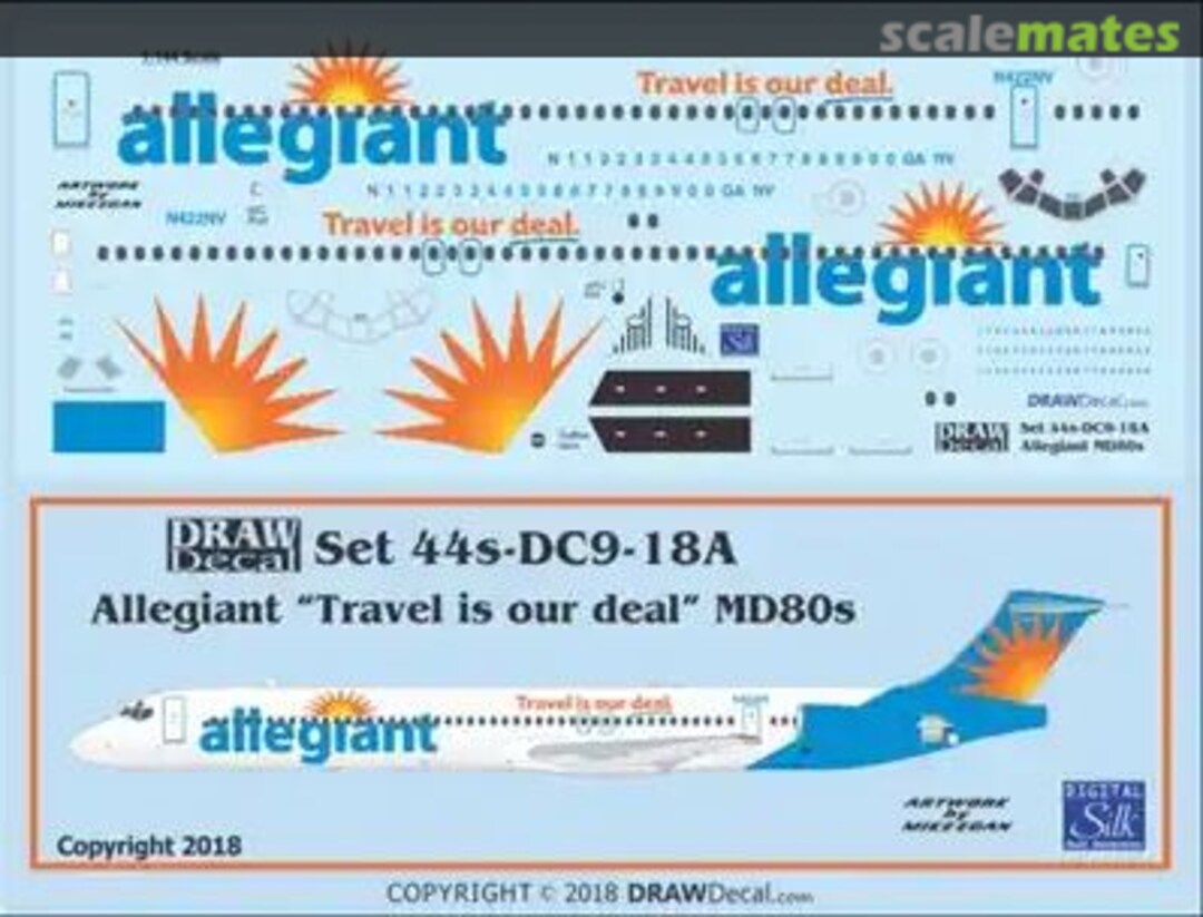 Boxart Allegiant "Travel is our deal." MD-80s 44-DC9-18A Draw Decal