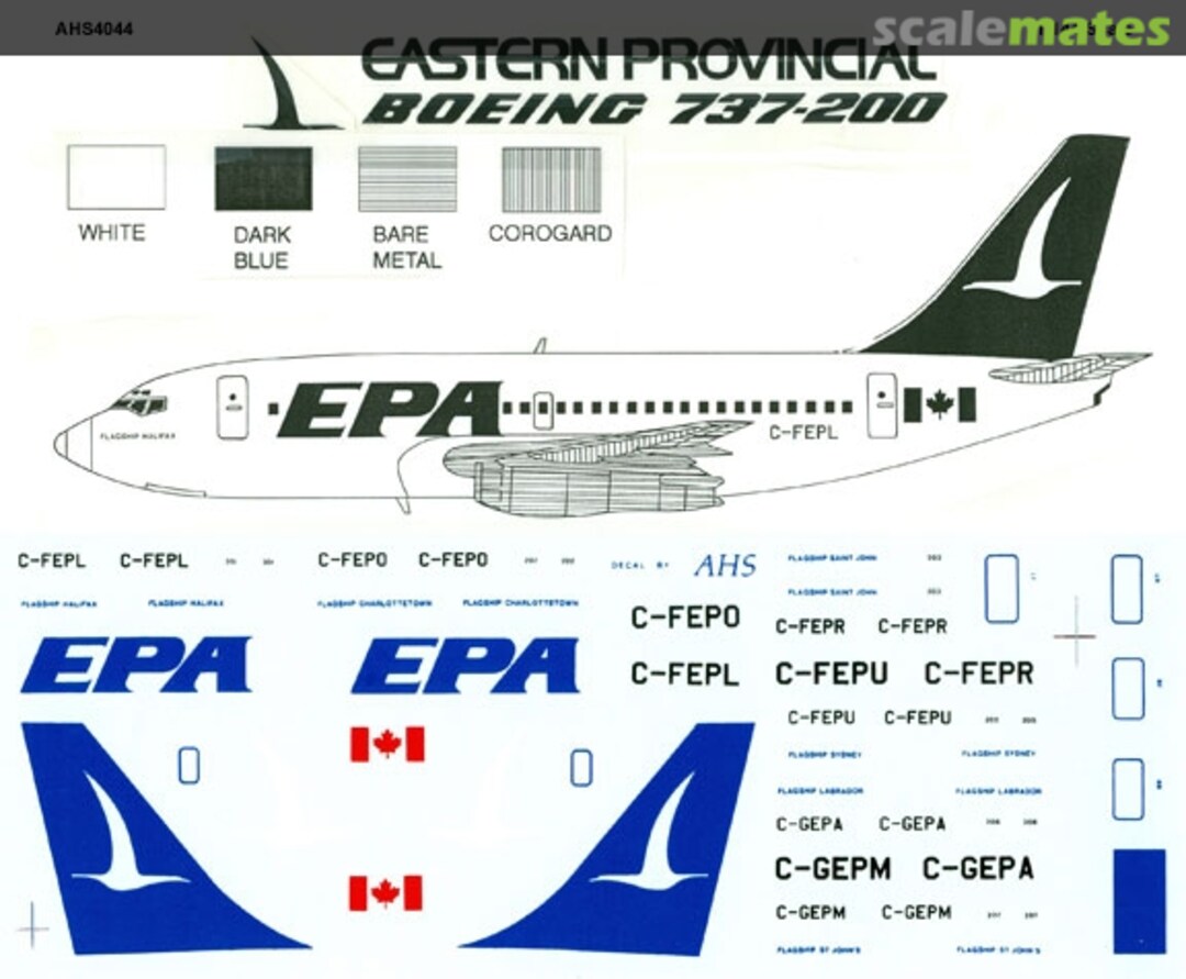 Boxart Boeing 737-200 AHS4044 Airline Hobby Supplies