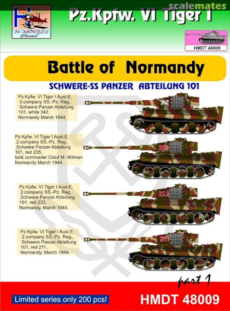 Boxart Pz.Kpfw. VI Tiger I Battle of Normandy pt. 1 HMT48009 H-Models Decals