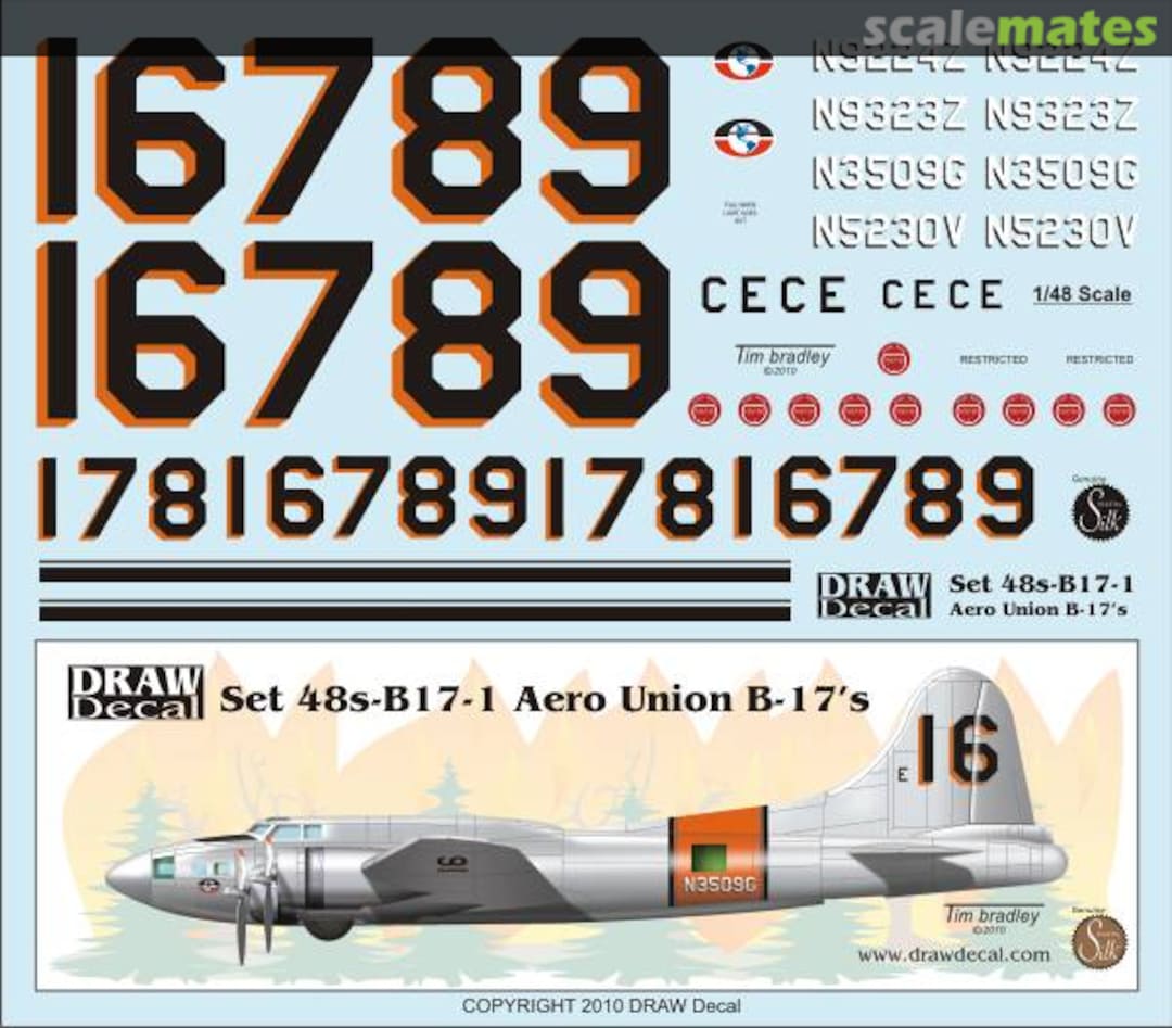 Boxart Boeing B-17B Flying Fortress 48s-B17-1 Draw Decal