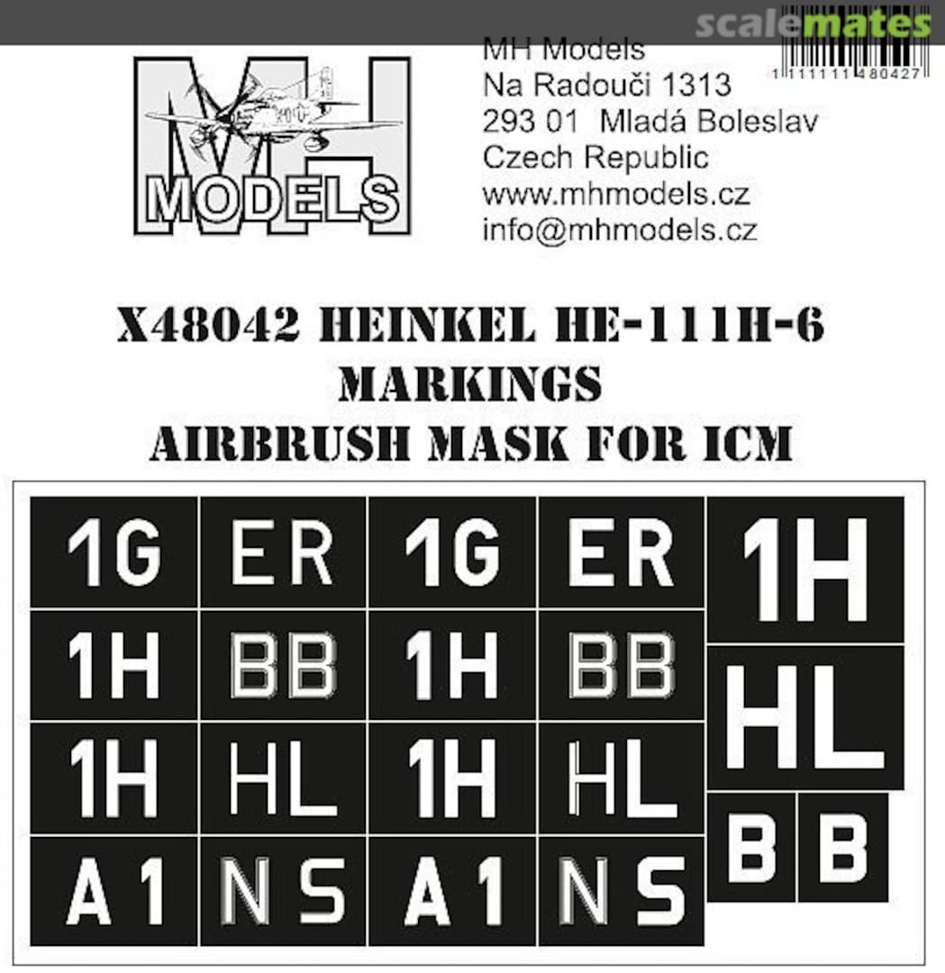 Boxart Heinkel He-111H-6 Markings Airbrush Mask X48042 MH Models