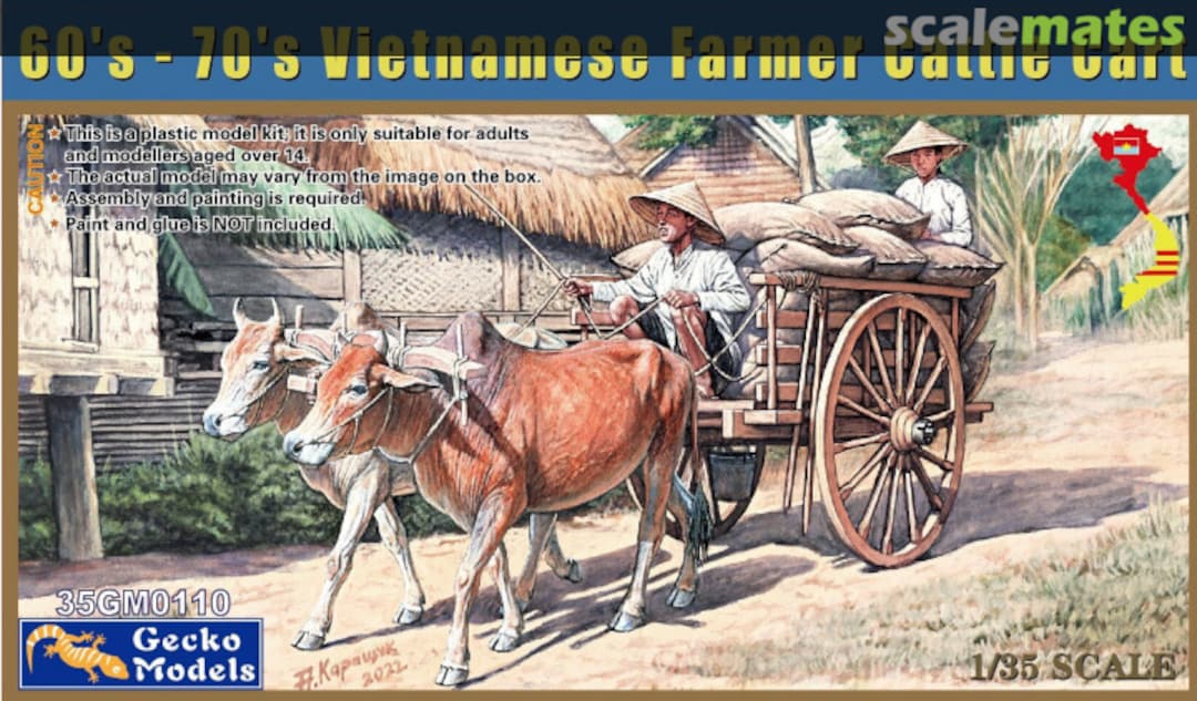 Boxart 60's-70's Vietnamese Farmer Cattle Cart 35GM0110 Gecko Models