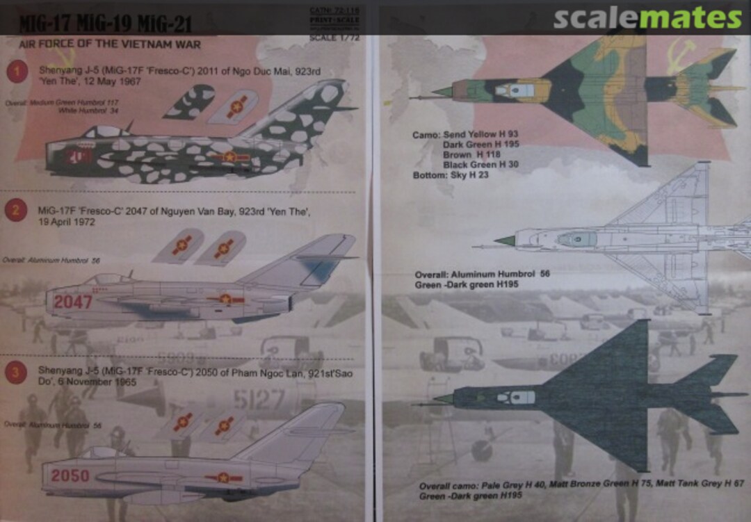 Boxart MiG-17, MiG-19, MiG-21 72-116 Print Scale