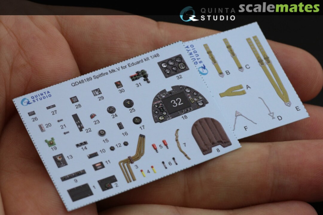 Contents Spitfire Mk. V interior 3D decals QD48189 Quinta Studio