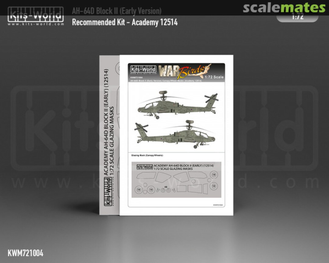 Boxart AH-64D Apache [Block II] - (Early Version) canopy/wheels masks KWM721004 Kits-World