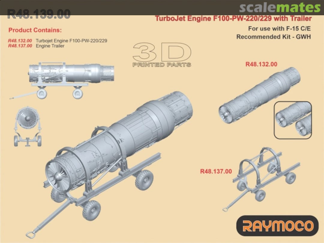 Boxart Turbojet Engine F100-PW-220/229 with Engine Trailer R48.139.00 Raymoco