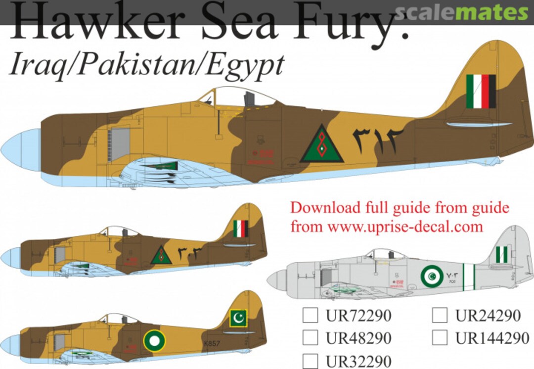 Boxart Hawker Sea Fury Egypt/Iraq/Pakistan with stencils UR48290 UpRise Decal Serbia