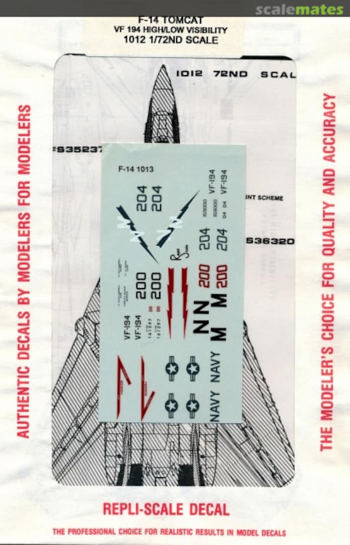 Boxart F-14 Tomcat VF 194 High/Low Visibility 1012 Repli-scale