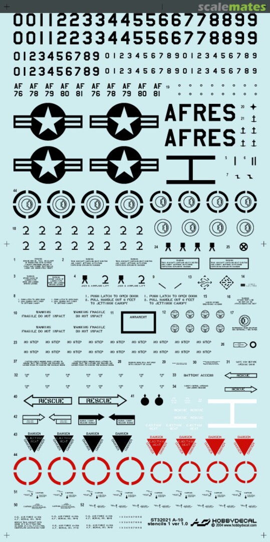 Boxart A-10 Thunderbolt II / Warthog Stencils Ver 1.0 ST32021V1 HobbyDecal