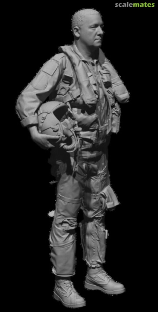 Boxart US Air Force pilot standing 1, 90s-early 2000s era, HGU-55 helmet under arm, head 3 480287 Reedoak