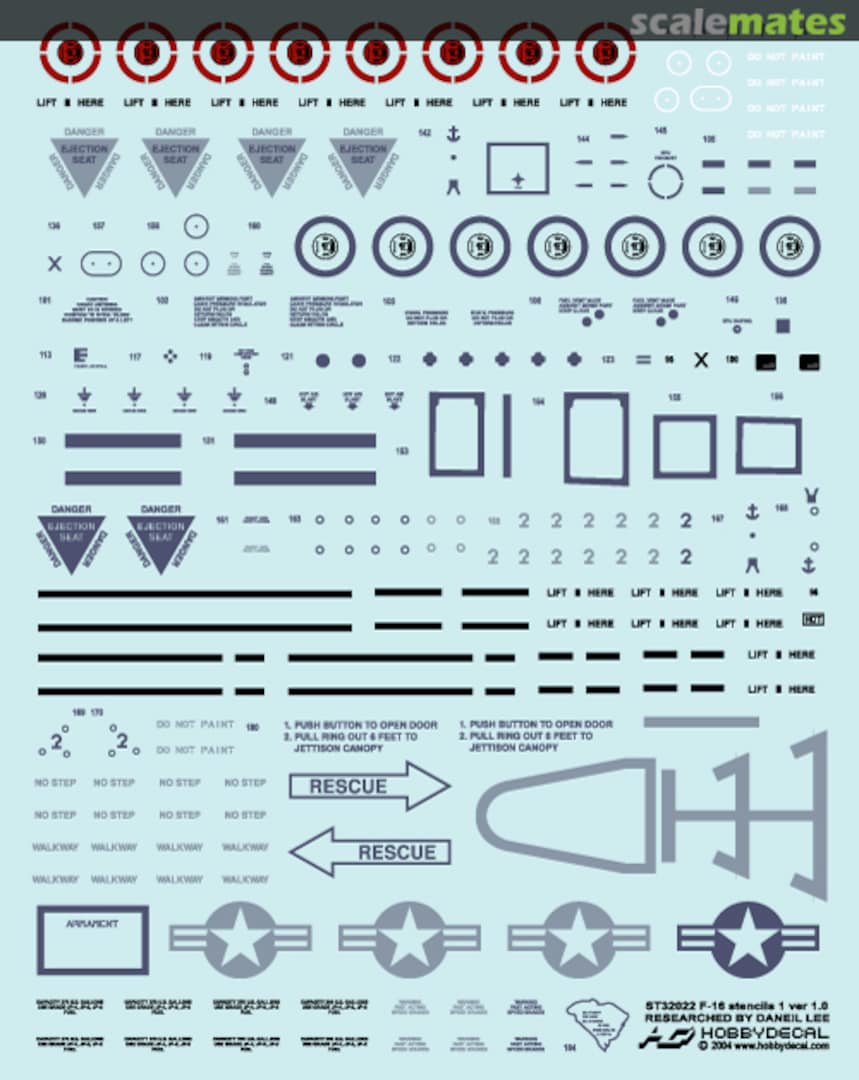 Boxart F-16 Falcon Stencils 1 Ver 1.0 ST32022V1 HobbyDecal