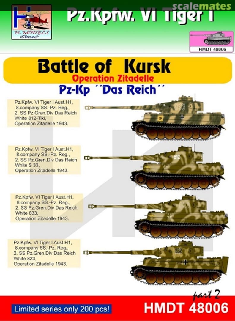 Boxart Pz.Kpfw. VI Tiger I Battle of Kursk Operation Zitadelle pt. 2 HMT48006 H-Models Decals