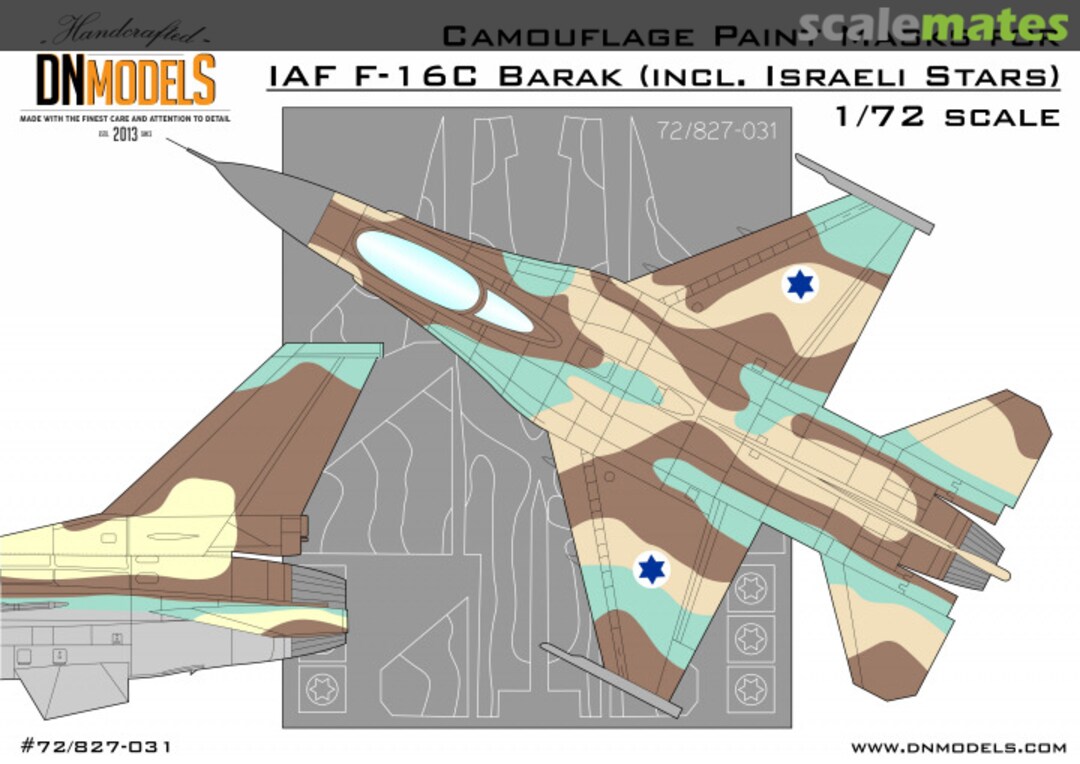 Boxart Camouflage Paint Masks for IAF F-16C Barak (incl. Israeli Stars) 72/827-031 DN Models