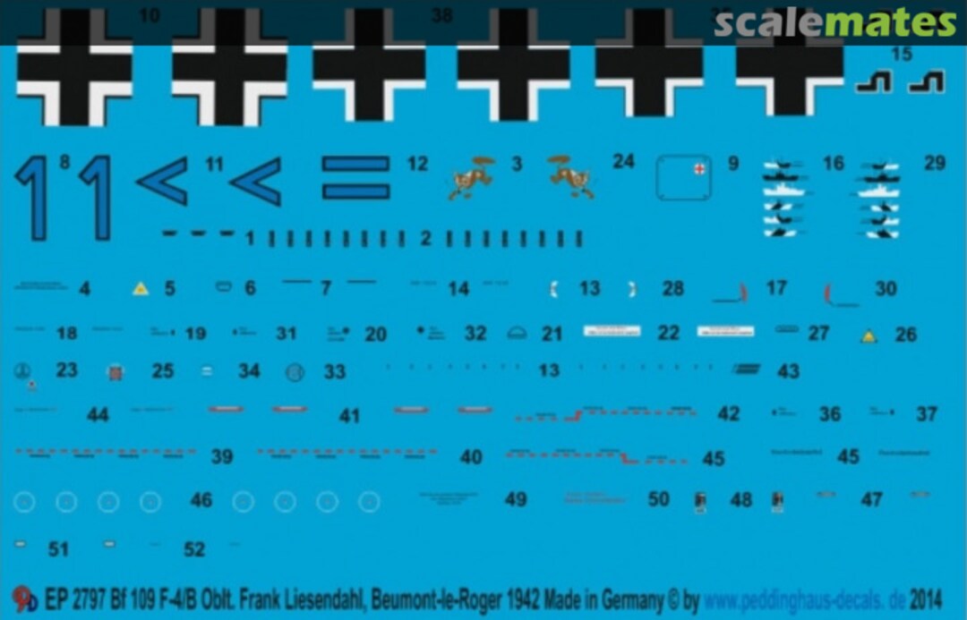 Boxart Bf 109 F4/B Ofw. Frank Lissendahl EP 2797 Peddinghaus-Decals