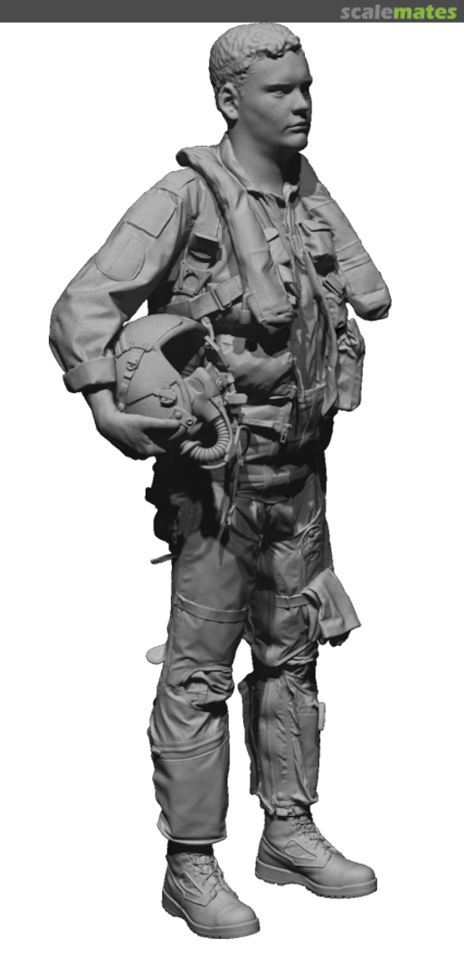 Boxart US Air Force pilot standing 1, 90s-early 2000s era, HGU-55 helmet under arm, head 4 480288 Reedoak