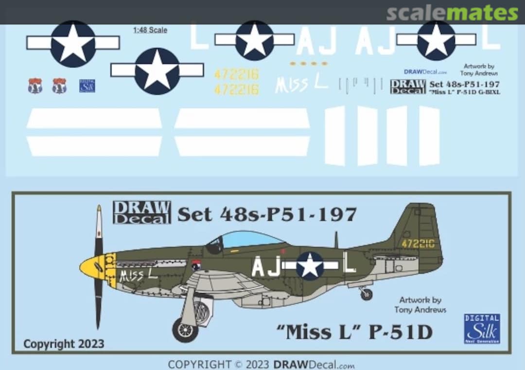 Boxart “Miss L” P-51D 48-P51-197 Draw Decal