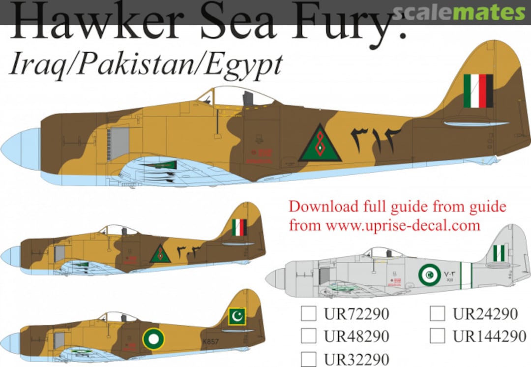 Boxart Hawker Sea Fury Egypt/Iraq/Pakistan with stencils UR72290 UpRise Decal Serbia