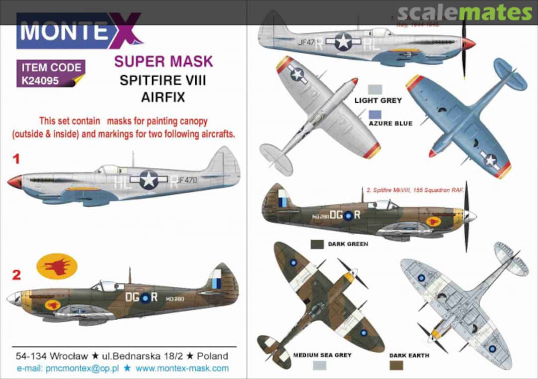 Boxart Supermarine Spitfire Mk.VIII - super painting mask set K24095 Montex