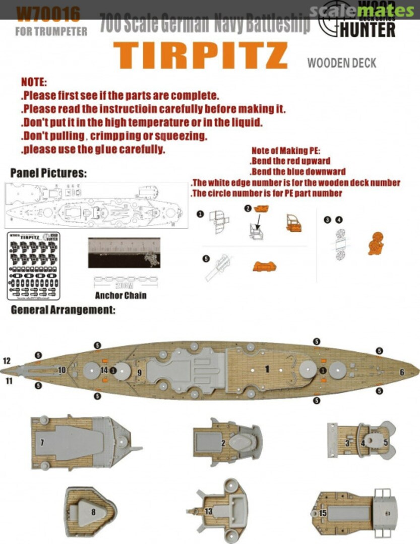 Boxart German Navy Battleship Tirpitz Wooden Deck W70016 Wood Hunter