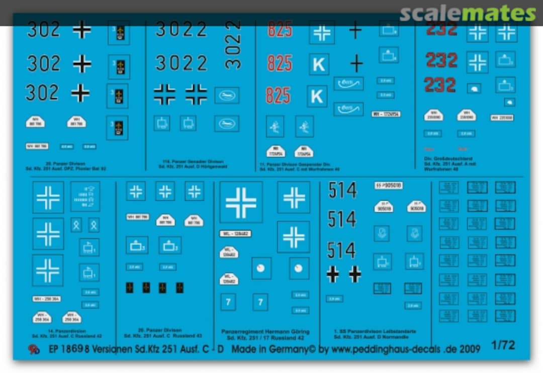 Boxart Sd.Kfz.251 Ausf. C & D EP 1869 Peddinghaus-Decals