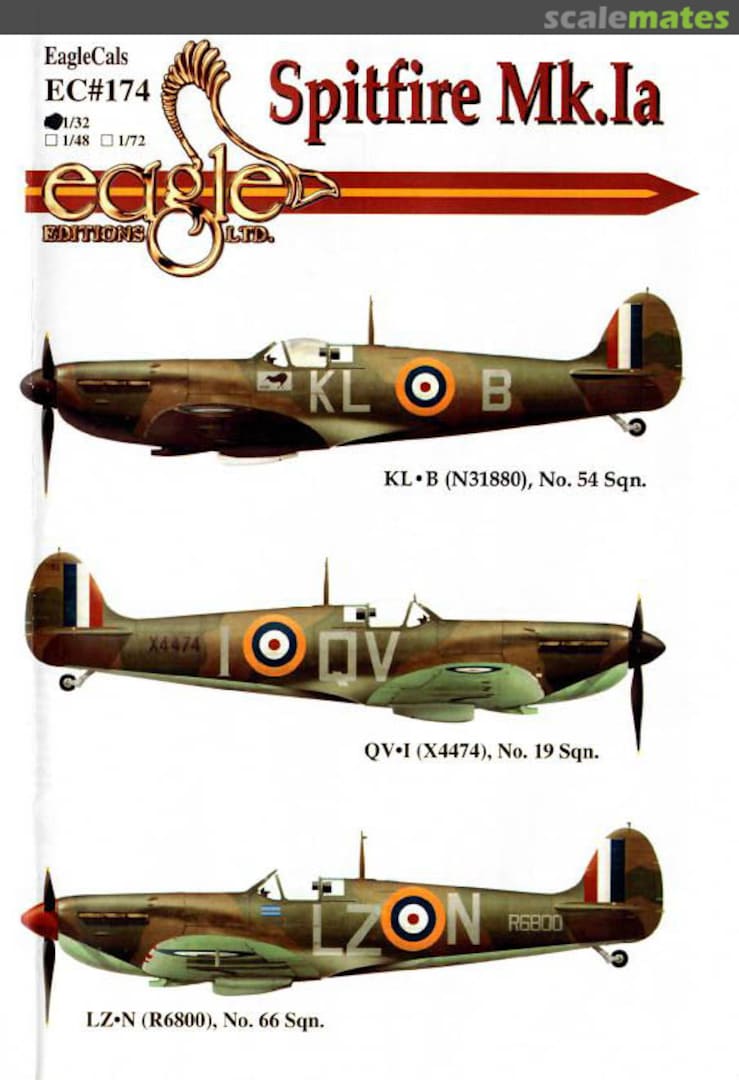 Boxart Spitfire Mk.Ia EagleCals EC32-174 Eagle Editions