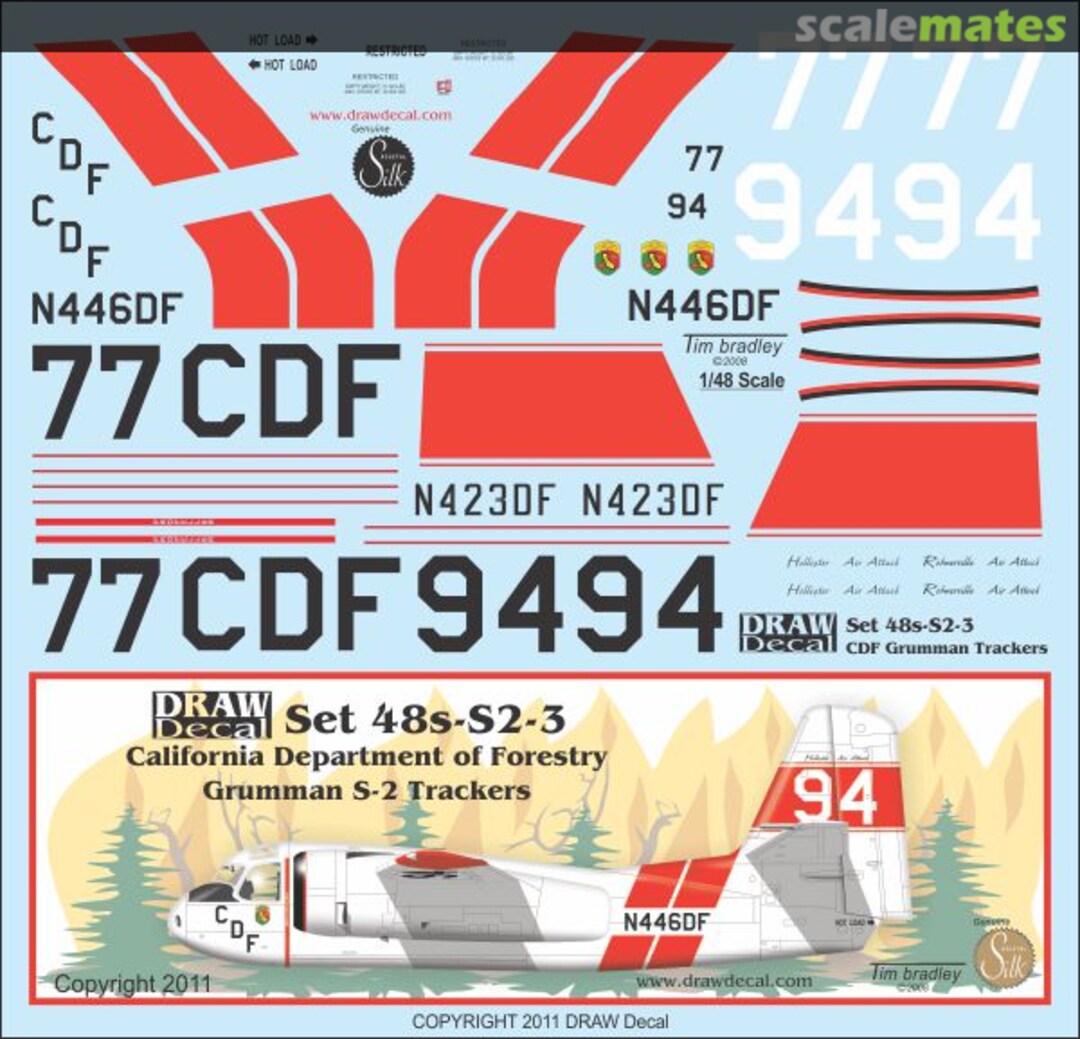 Boxart CDF S-2 Tracker Fire Bombers 48-S2-3 Draw Decal