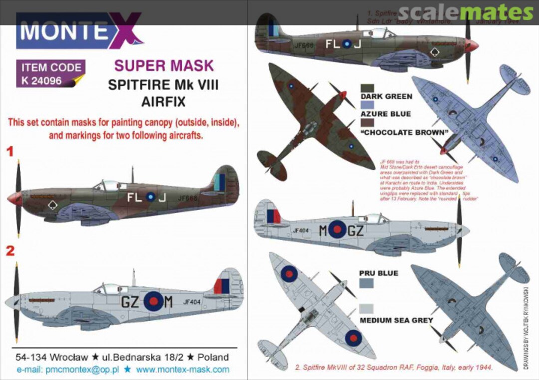 Boxart Supermarine Spitfire Mk.VIII - super painting mask set K24096 Montex