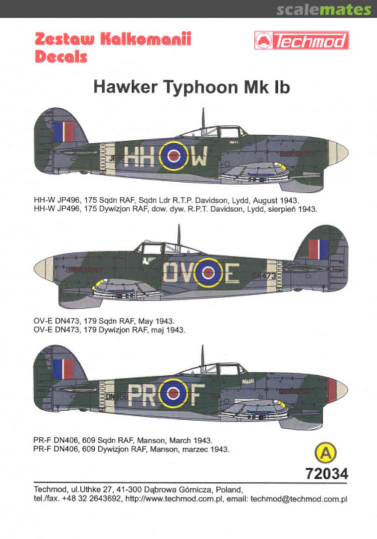 Boxart Hawker Typhoon Mk IB 72034 Techmod